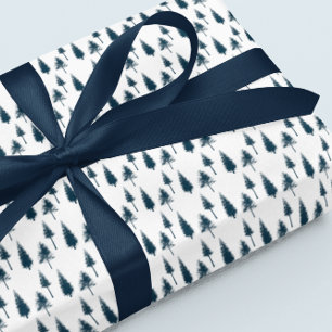 Navy Blue Winter Trees Tissuepapier