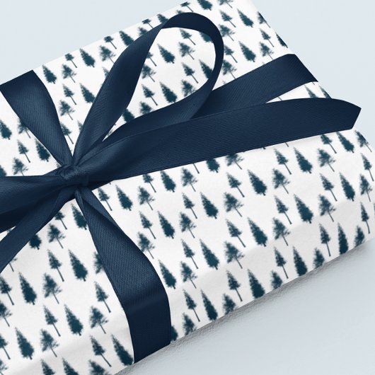 Navy Blue Winter Trees Tissuepapier