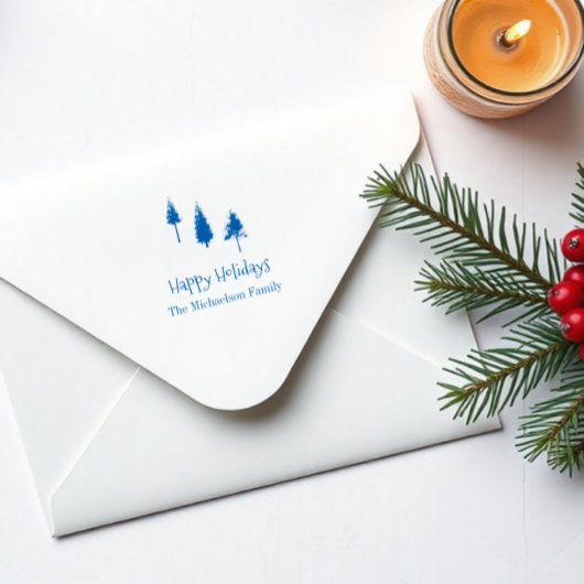 Navy Blue Winter Trees Zelfinktende Stempel