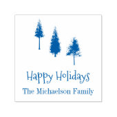 Navy Blue Winter Trees Zelfinktende Stempel (Design)