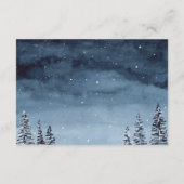 Navy Blue Wintery Waterverf nacht bruiloft Detail Informatiekaartje (Achterkant)