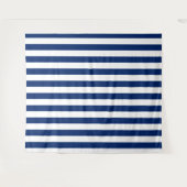 Navy Blue with Classic White Stripe Pattern Wandkleed (Voorkant (horizontaal))