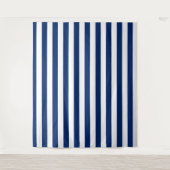 Navy Blue with Classic White Stripe Pattern Wandkleed (Voorkant)