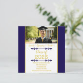 Navy Blue with Gold Graduation Invitation (Debout devant)