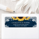 Navy Blue Wood Sunflower Return Address Labels (Insitu)