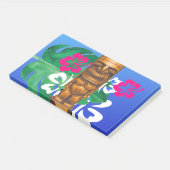 Navy blue wood tiki en hibiscus post-it® notes (Schuin)