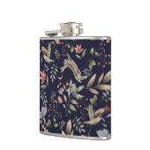 Navy Blue Woodland Animals Floral Leaves Pattern Heupfles (Links)