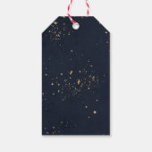 Navy Blue Wreath Gold Glitter First Heilige Commun Cadeaulabel (Achterkant)