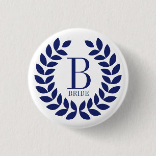 Navy-blue Wreath Monogram Ronde Button 3,2 Cm