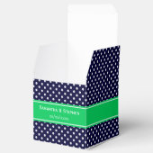 Navy Blue Wt Polka Dot Emerald Green Name Monogram Bedankdoosjes (Geopend)
