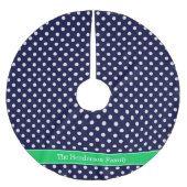 Navy Blue Wt Polka Dot Emerald Green Name Monogram Kerstboom Rok (Voorkant)