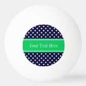 Navy Blue Wt Polka Dot Emerald Green Name Monogram Pingpongballen (Achterkant)
