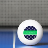 Navy Blue Wt Polka Dot Emerald Green Name Monogram Pingpongballen (Net)