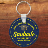 Navy Blue Yellow Afstuderen Custom 2025 Afstuderen Sleutelhanger (Achterkant)