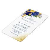 Navy Blue Yellow Floral Gold Wedding Invite Magneet (Linkerzijde)