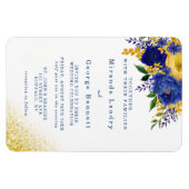 Navy Blue Yellow Floral Gold Wedding Invite Magneet (Horizontaal)