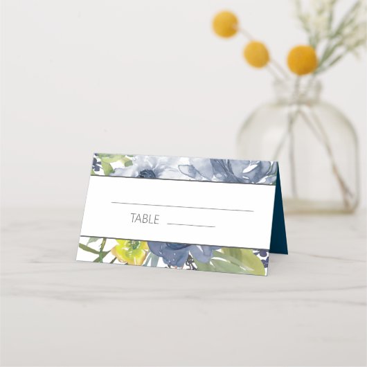 Navy Blue Yellow White Floral Wedding (Voorkant)