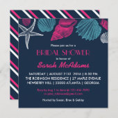 Navy Blue Zee Shell Bridal Shower Kaart (Voorkant / Achterkant)