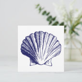 Navy Blue Zee Shell Luau Reception Invitation Kaart (Staand voorkant)