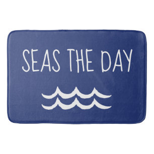 Navy Blue Zeeen the Day Waves Nautical Badmat