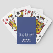 Navy Blue Zeeen the Day Waves Nautical Pokerkaarten (Achterkant)