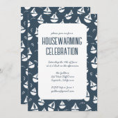 Navy Blue Zeilboten Schattige Beach Housewarming P Kaart (Voorkant / Achterkant)