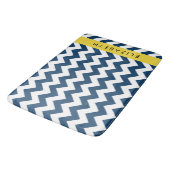 Navy Blue Zigzag, Navy Blue Chevron, Jouw naam Badmat (Gekanteld)