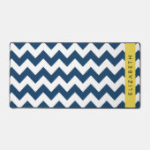 Navy Blue Zigzag, Navy Blue Chevron, Jouw naam Bureaumat (Voorkant)