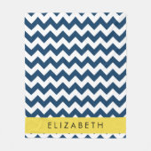 Navy Blue Zigzag, Navy Blue Chevron, Jouw naam Fleece Deken (Voorkant)