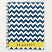 Navy Blue Zigzag, Navy Blue Chevron, Jouw naam Planner (Voorkant)