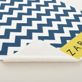 Navy Blue Zigzag, Navy Blue Chevron, Jouw naam Sherpa Deken (3/4)