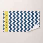 Navy Blue Zigzag, Navy Blue Chevron, Votre nom (Serviette à main)