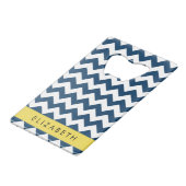 Navy Blue Zigzag, Navy Blue Chevron, Votre nom (Dos Angle)