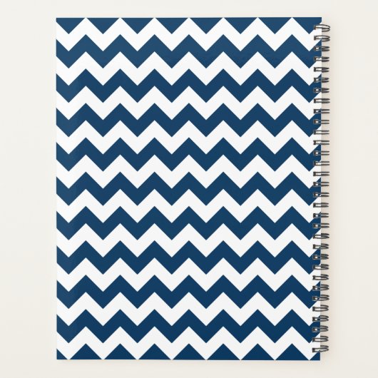 Navy Blue Zigzag, Navy Blue Chevron, Votre nom (Dos)