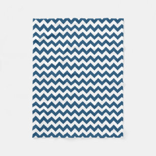 Navy Blue Zigzag Stripes Chevron Pattern Fleece Deken
