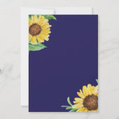 Navy Blue Zonnebloemen Bruids Douche Uitnodiging (Achterkant)