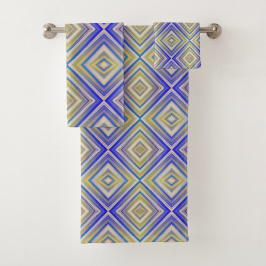 Navy Blues Alternative Diamond Pattern Bad Handdoek (Insitu)
