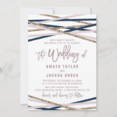 Navy Blush and Gold Streamers The Wedding of Kaart (Voorkant)