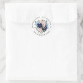 Navy & Blush Bloemen Adreslabel Sticker (Tas)