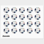 Navy & Blush Bloemen Baby shower Favor Sticker (Vel)