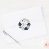 Navy & Blush Bloemen Baby shower Favor Sticker (Envelop)
