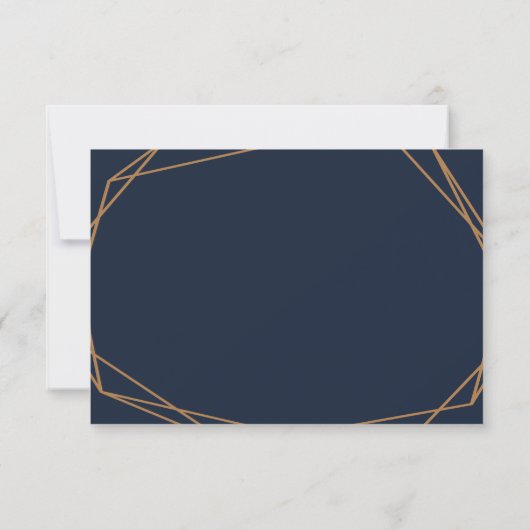 Navy & Blush Bloemen Geometrische Bruiloft Details RSVP Kaartje (Achterkant)