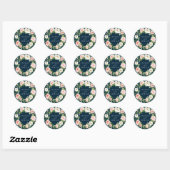 Navy Blush Bloemen Krans Bruiloft Ronde Sticker (Vel)