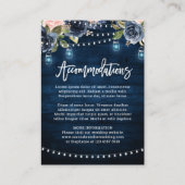 Navy Blush Bloemen Rustieke String Licht Accommoda Informatiekaartje (Voorkant)