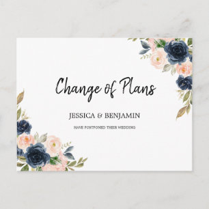Navy Blush Bloemengroen laat verandering van plann Briefkaart