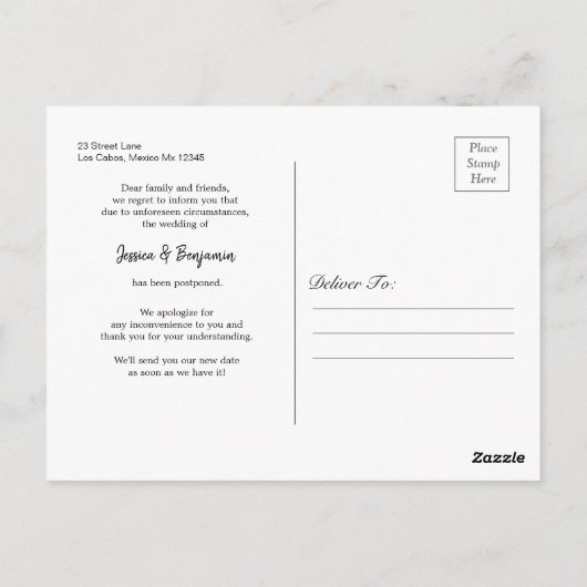 Navy Blush Bloesem Bloemen Wijzig de Datum Briefkaart (Achterkant)