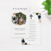 Navy Blush Blossom Photo Funérailles Cartes de pri (Bureau)