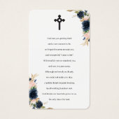 Navy Blush Blossom Photo Memorial Prayer Cards (Dos)