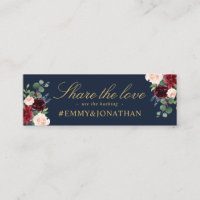 Navy & blush, bordeaux bloemenbruiloft hashtag kaa