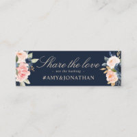 Navy & blush, bordeaux bloemenbruiloft hashtag kaa